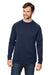 Core 365 CE800 Mens Fusion ChromaSoft Anti Static Fleece Crewneck Sweatshirt Classic Navy Blue Model Front