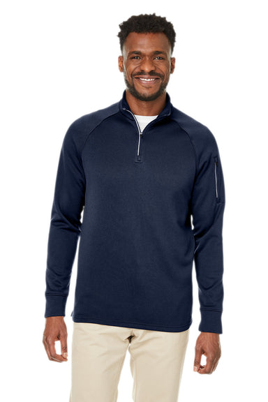 Core 365 CE801 Mens Fusion ChromaSoft Anti Static Fleece 1/4 Zip Sweatshirt Classic Navy Blue Model Front