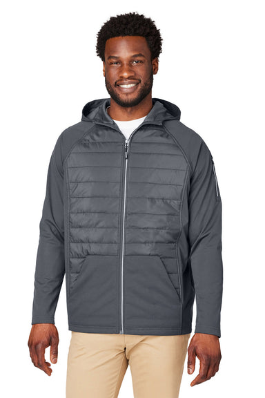 Core 365 CE808 Mens Techno Lite Hybrid Windproof & Waterproof Full Zip Hooded Jacket Carbon Grey Model Front