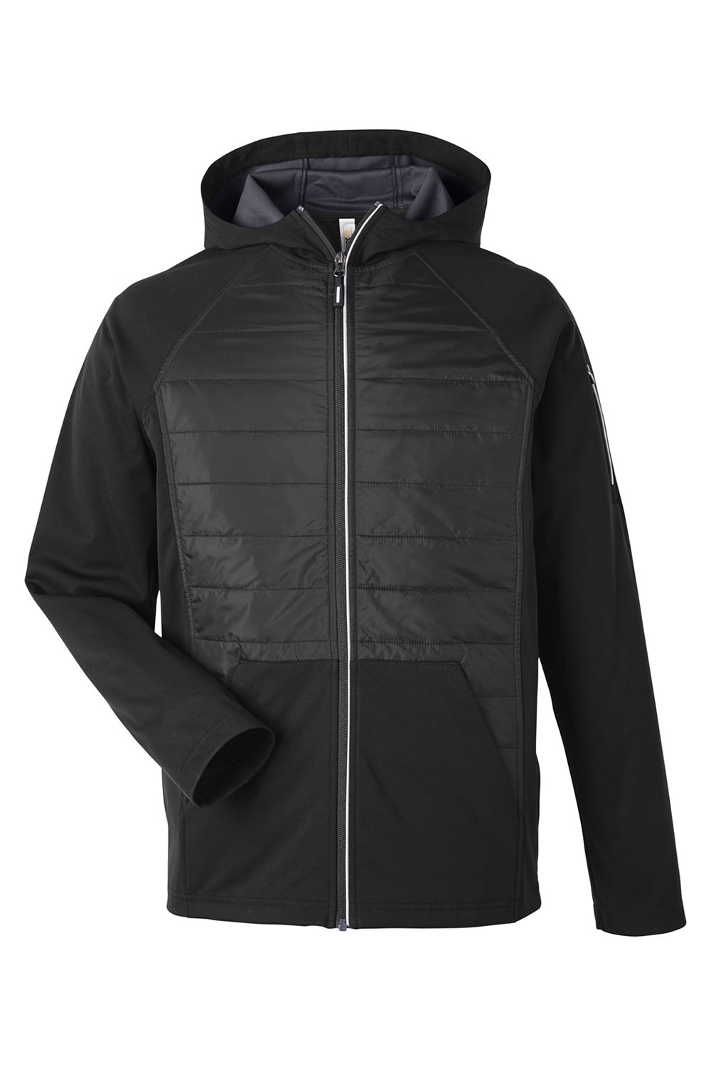 Core 365 CE808 Mens Techno Lite Hybrid Windproof & Waterproof Full Zip Hooded Jacket Black Flat Front