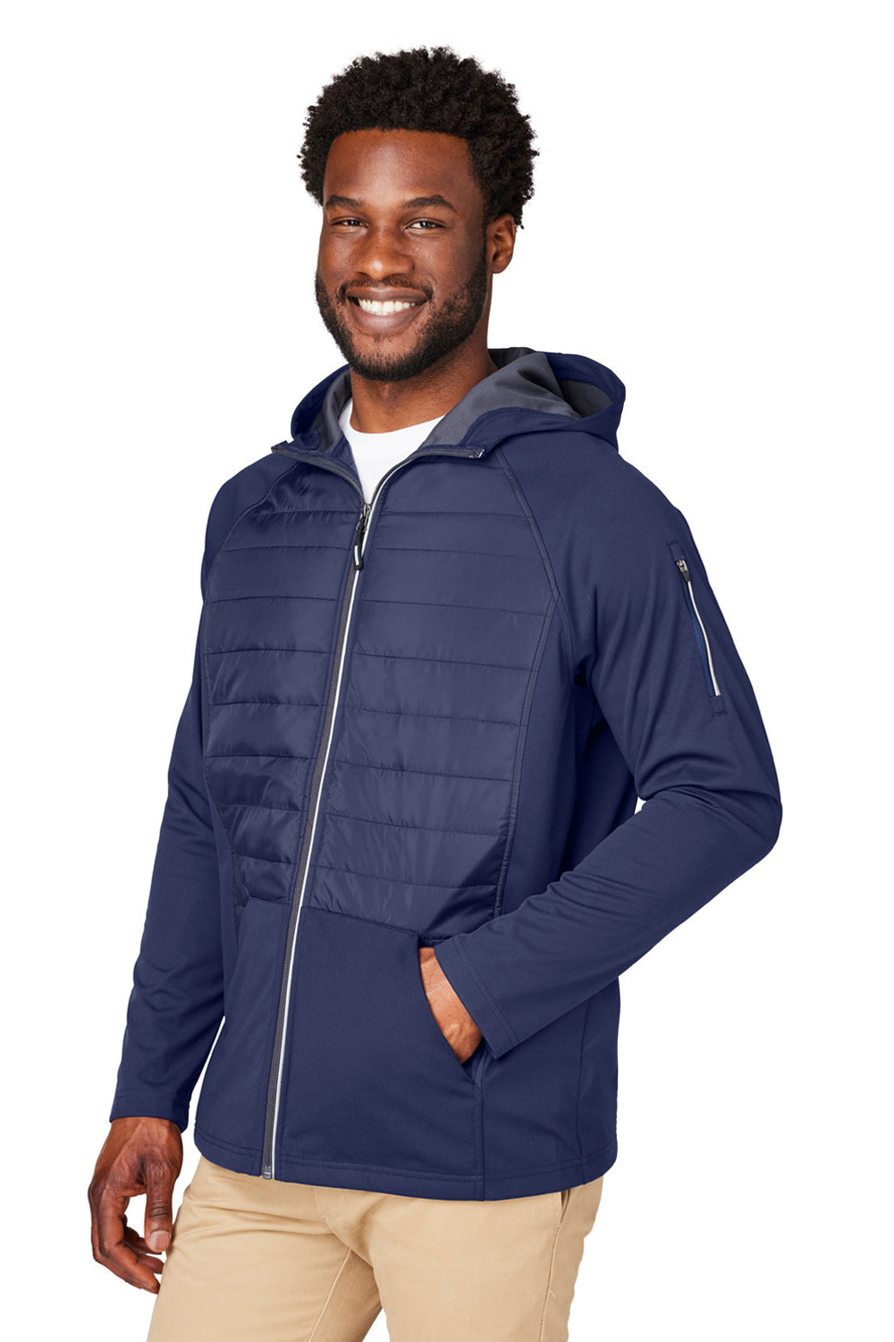 Core 365 CE808 Mens Techno Lite Hybrid Windproof & Waterproof Full Zip Hooded Jacket Classic Navy Blue Model 3q