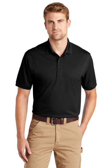 CornerStone CS4020 Mens Industrial Moisture Wicking Short Sleeve Polo Shirt Black Model Front