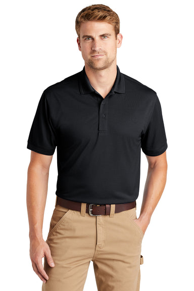 CornerStone CS4020 Mens Industrial Moisture Wicking Short Sleeve Polo Shirt Navy Blue Model Front