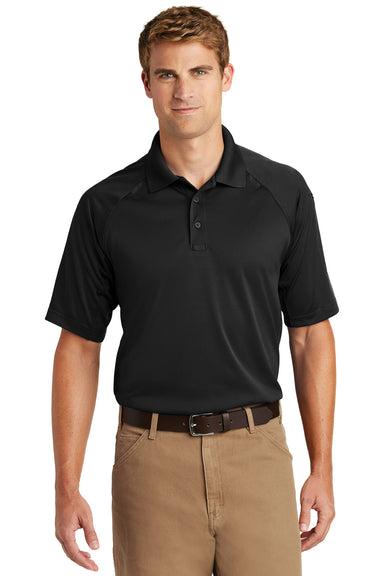 CornerStone CS410/TLCS410 Mens Select Tactical Moisture Wicking Short Sleeve Polo Shirt Black Model Front