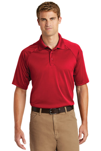 CornerStone CS410/TLCS410 Mens Select Tactical Moisture Wicking Short Sleeve Polo Shirt Red Model Front