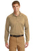 CornerStone CS410LS Mens Select Tactical Moisture Wicking Long Sleeve Polo Shirt Tan Model Front