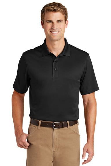 CornerStone CS412/TLCS412 Mens Select Moisture Wicking Short Sleeve Polo Shirt Black Model Front