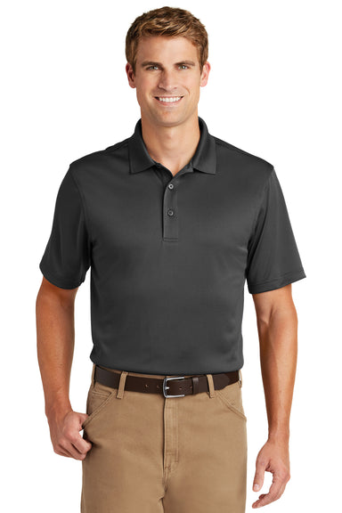 CornerStone CS412/TLCS412 Mens Select Moisture Wicking Short Sleeve Polo Shirt Charcoal Grey Model Front