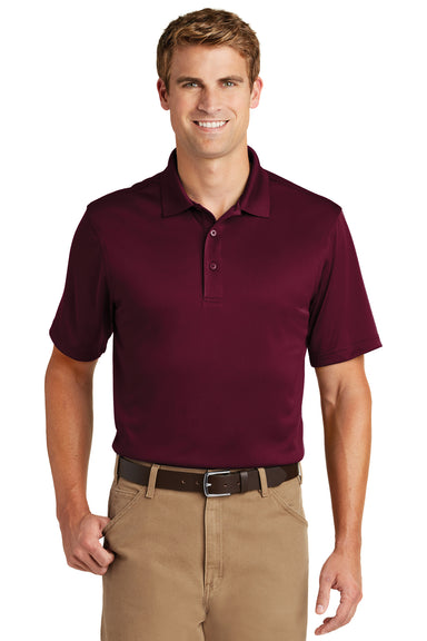 CornerStone CS412/TLCS412 Mens Select Moisture Wicking Short Sleeve Polo Shirt Maroon Model Front