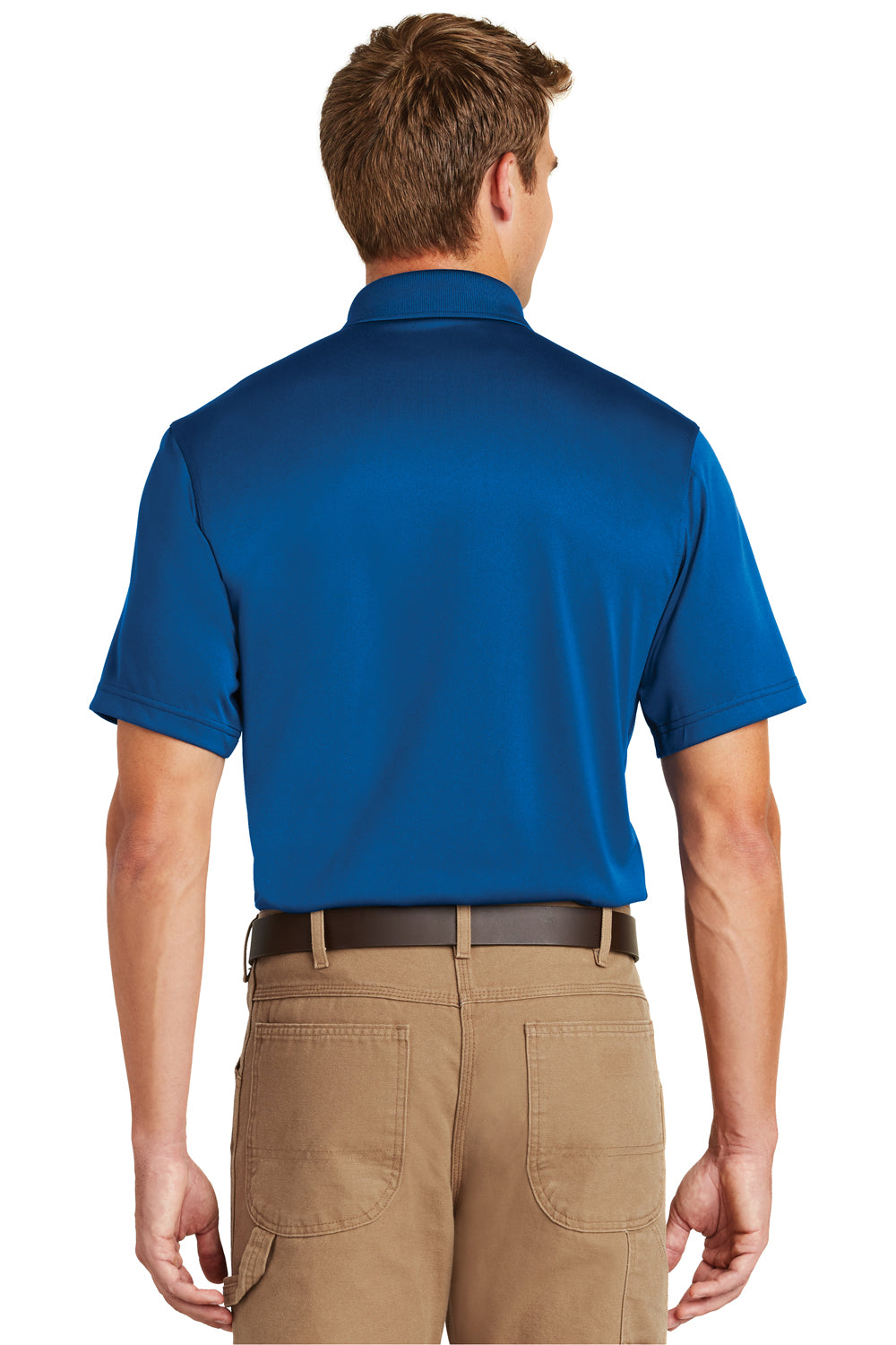 CornerStone CS412/TLCS412 Mens Select Moisture Wicking Short Sleeve Polo Shirt Royal Blue Model Back