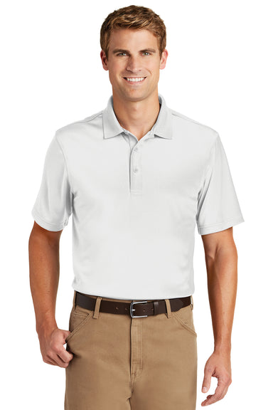 CornerStone CS412/TLCS412 Mens Select Moisture Wicking Short Sleeve Polo Shirt White Model Front