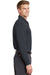 CornerStone CS412LS Mens Select Moisture Wicking Long Sleeve Polo Shirt Charcoal Grey Model Side