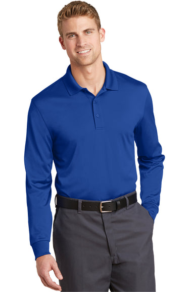 CornerStone CS412LS Mens Select Moisture Wicking Long Sleeve Polo Shirt Royal Blue Model Front