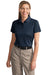 CornerStone CS413 Womens Select Moisture Wicking Short Sleeve Polo Shirt Dark Navy Blue Model Front