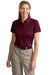 CornerStone CS413 Womens Select Moisture Wicking Short Sleeve Polo Shirt Maroon Model Front