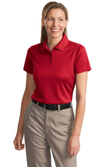 CornerStone CS413 Womens Select Moisture Wicking Short Sleeve Polo Shirt Red Model Front