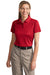 CornerStone CS413 Womens Select Moisture Wicking Short Sleeve Polo Shirt Red Model Front