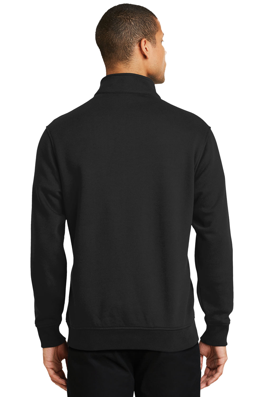 CornerStone CS626 Mens Fleece 1/4 Zip Sweatshirt Black Model Back