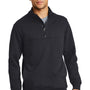 CornerStone Mens Fleece 1/4 Zip Sweatshirt w/ Pockets - Dark Navy Blue