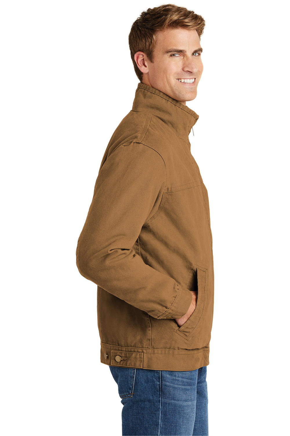 CornerStone CSJ40 Mens Duck Cloth Full Zip Jacket Duck Brown Model Side