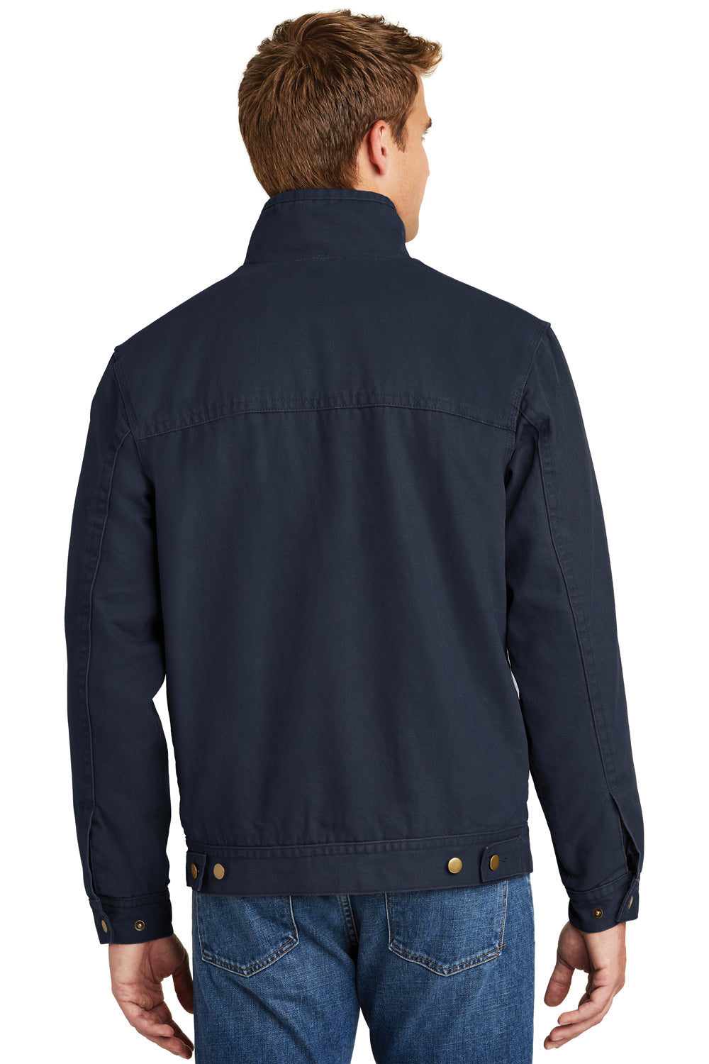 CornerStone CSJ40 Mens Duck Cloth Full Zip Jacket Navy Blue Model Back