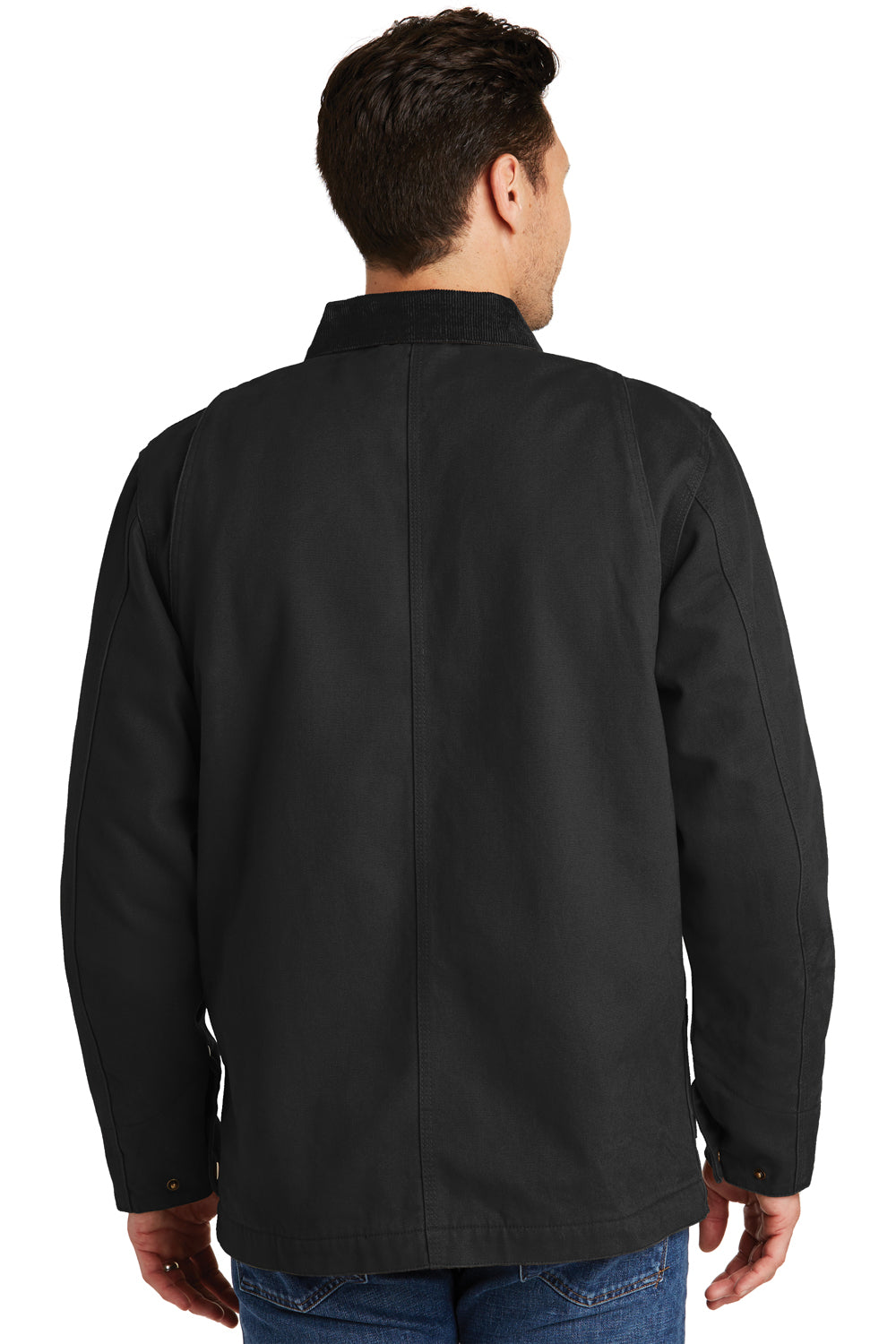 CornerStone CSJ50 Mens Duck Cloth Full Zip Jacket Black Model Back