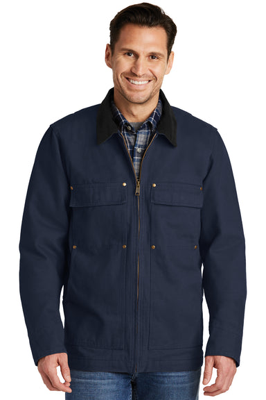 CornerStone CSJ50 Mens Duck Cloth Full Zip Jacket Navy Blue Model Front