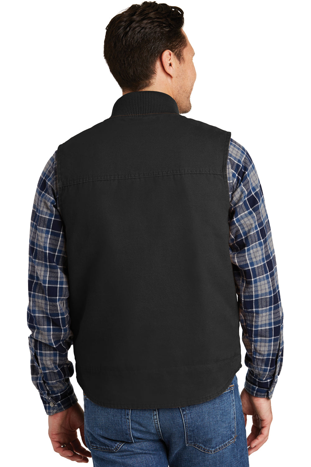 CornerStone CSV40 Mens Duck Cloth Full Zip Vest Black Model Back