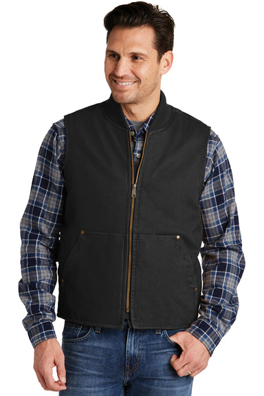 CornerStone CSV40 Mens Duck Cloth Full Zip Vest Black Model Front