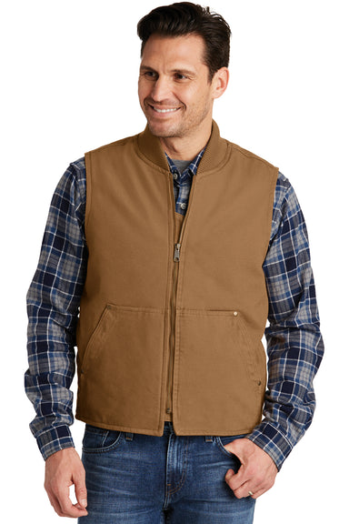 CornerStone CSV40 Mens Duck Cloth Full Zip Vest Duck Brown Model Front