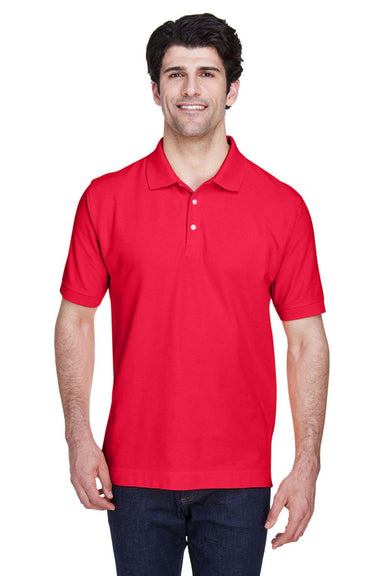 Devon & Jones D100 Mens Short Sleeve Polo Shirt Red Model Front