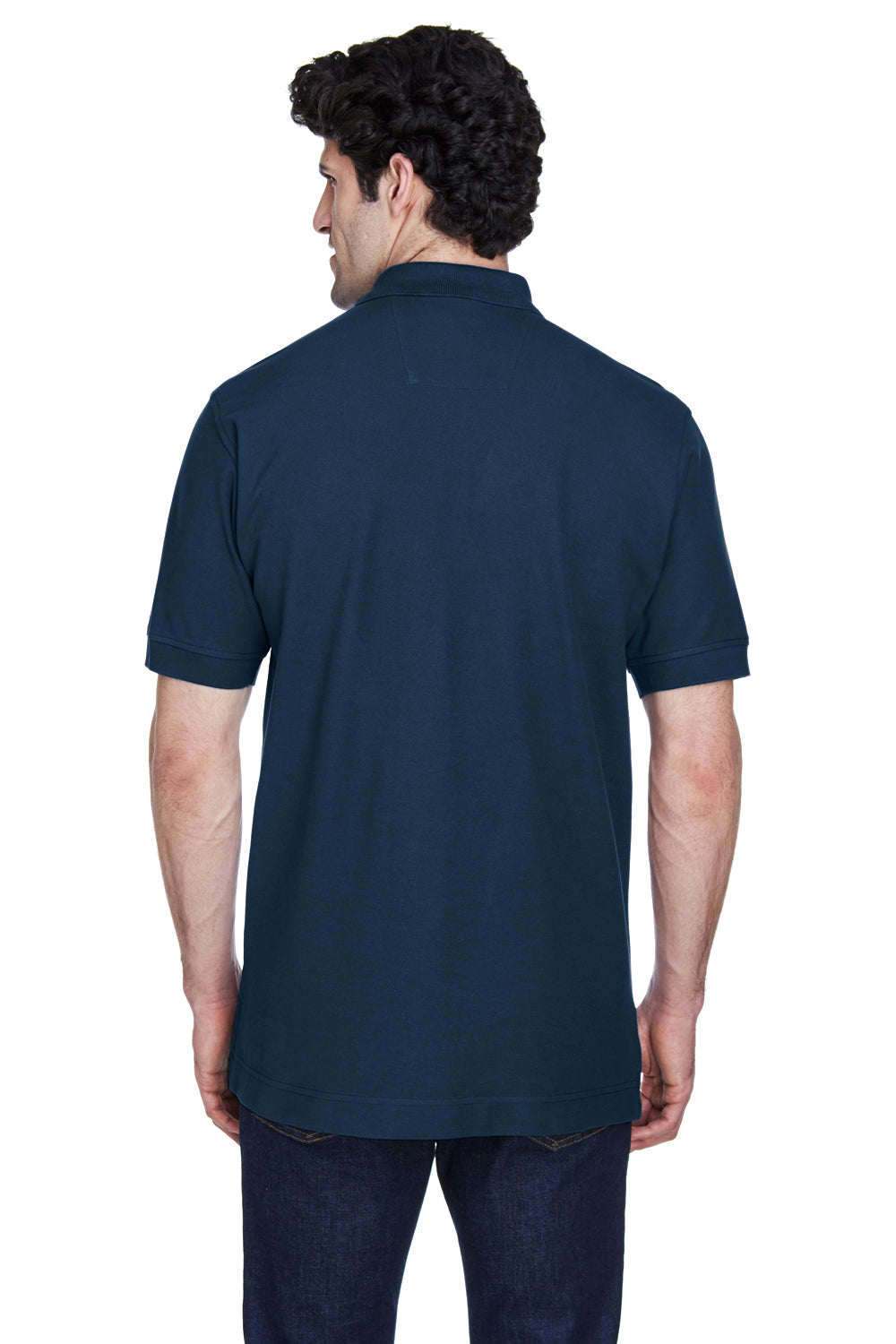 Devon & Jones D100 Mens Short Sleeve Polo Shirt Navy Blue Model Back