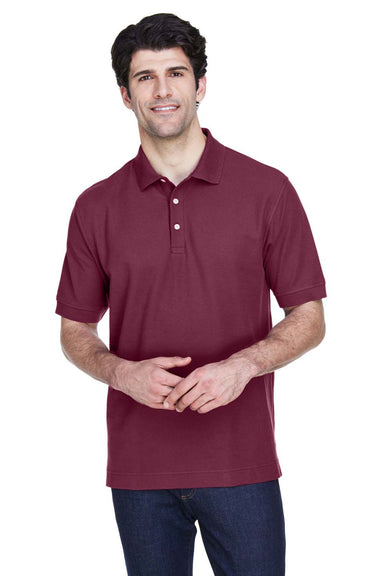 Devon & Jones D100 Mens Short Sleeve Polo Shirt Burgundy Model Front