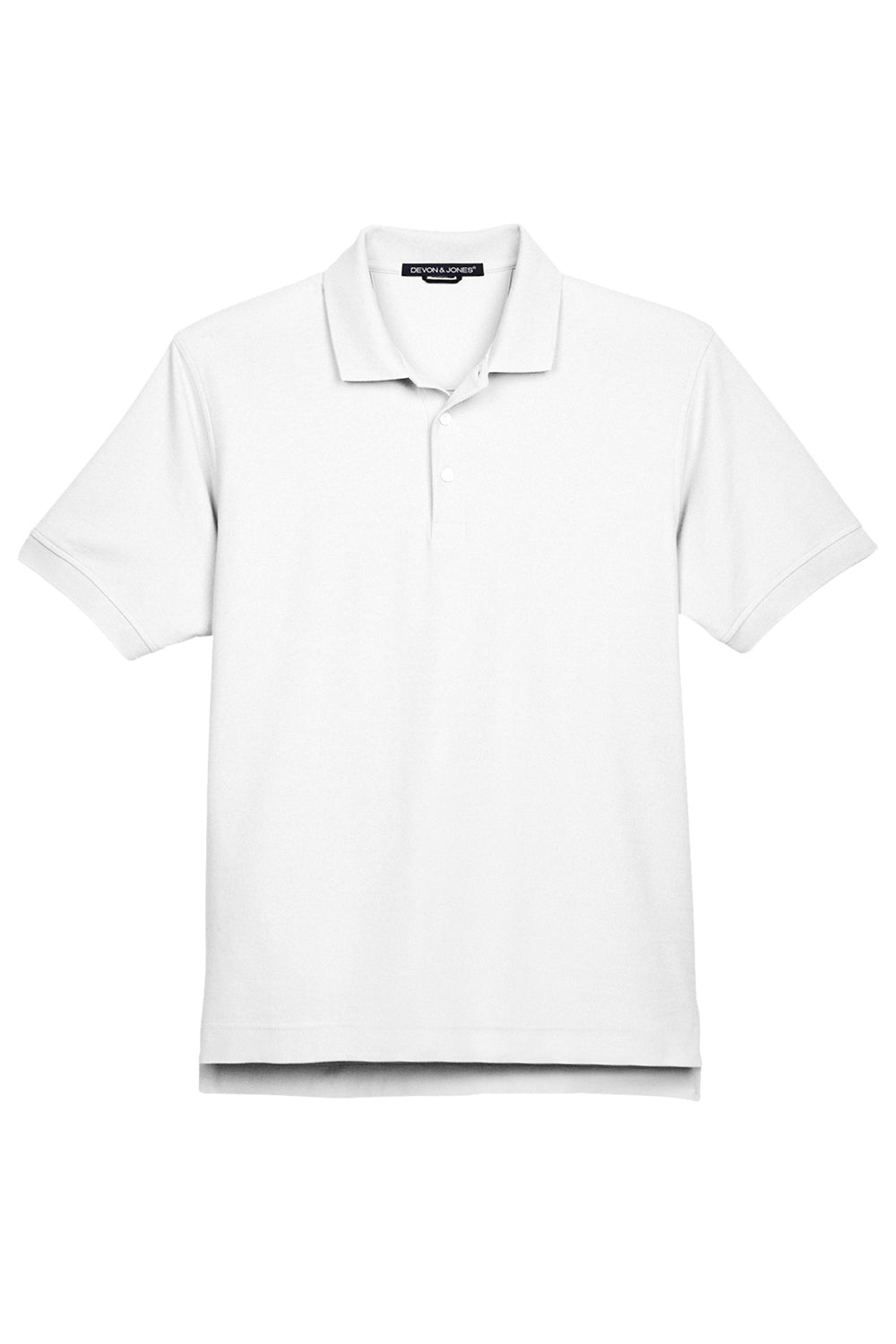 Devon & Jones D100 Mens Short Sleeve Polo Shirt White Flat Front