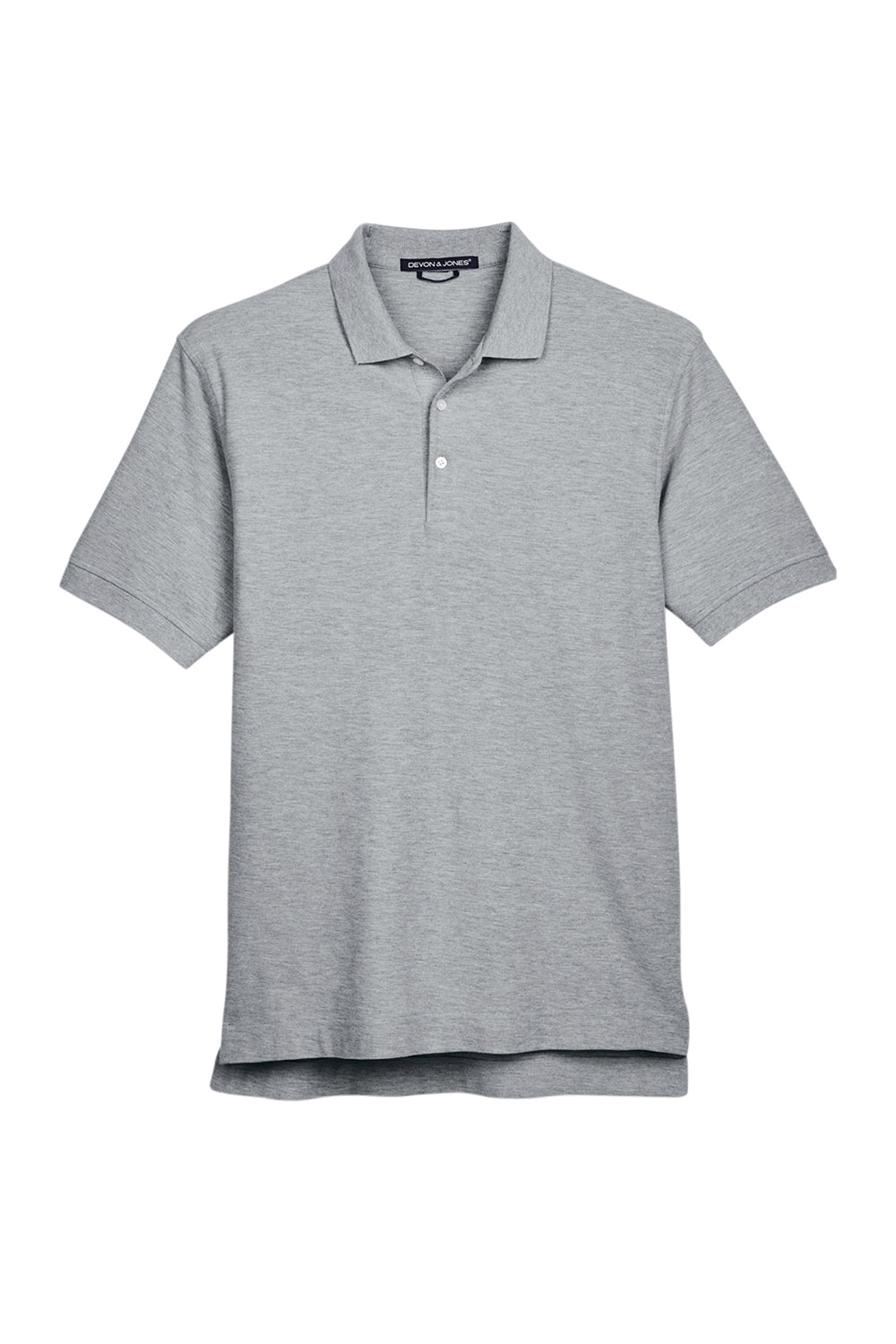 Devon & Jones D100 Mens Short Sleeve Polo Shirt Heather Grey Flat Front