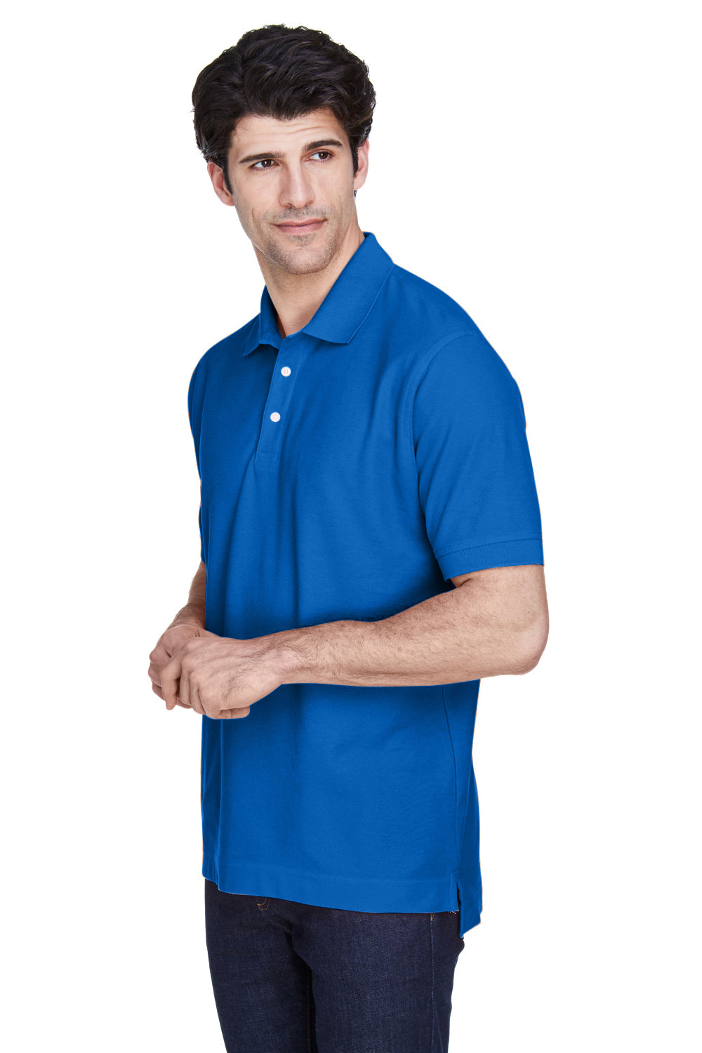 Devon & Jones D100 Mens Short Sleeve Polo Shirt French Blue Model 3q