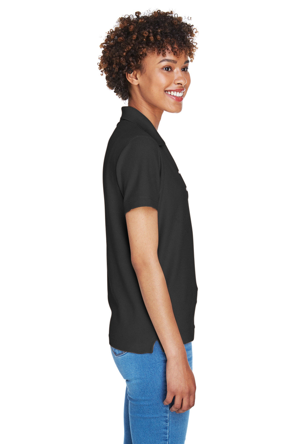 Devon & Jones D100W Womens Short Sleeve Polo Shirt Black Model Side