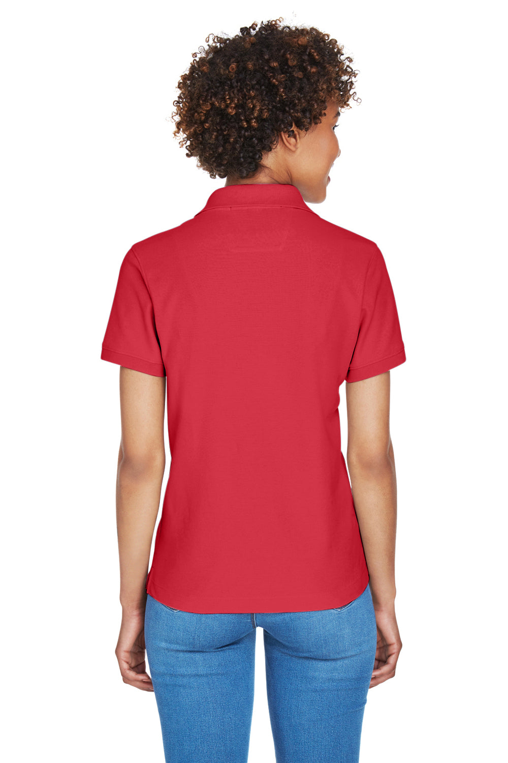 Devon & Jones D100W Womens Short Sleeve Polo Shirt Red Model Back