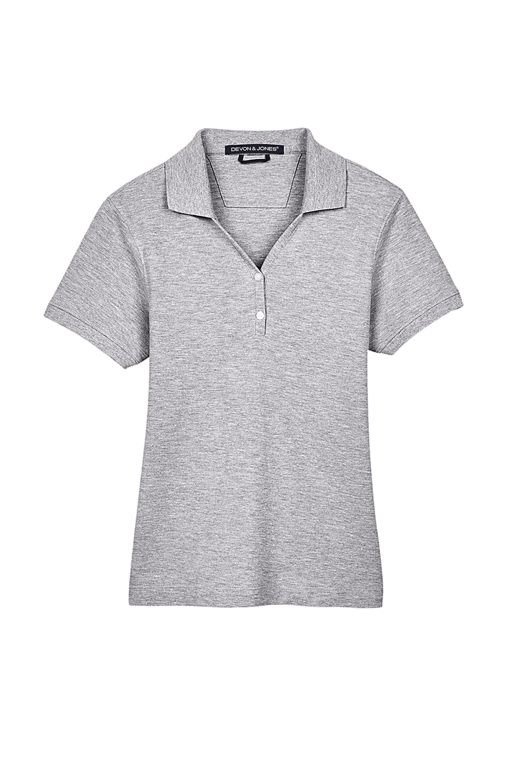 Devon & Jones D100W Womens Short Sleeve Polo Shirt Heather Grey Flat Front