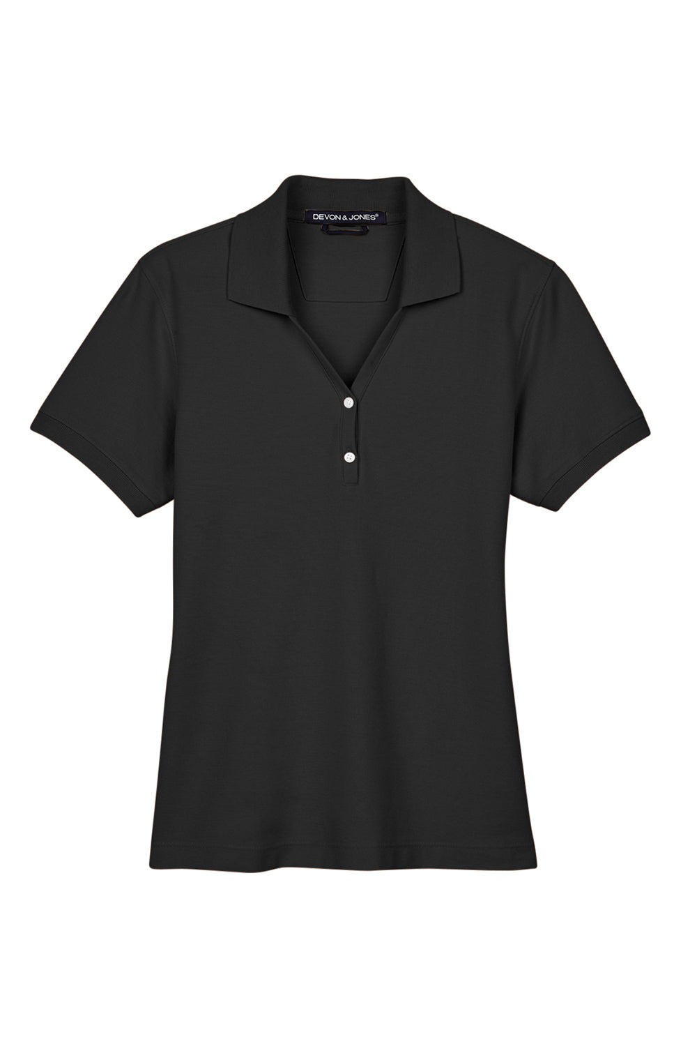 Devon & Jones D100W Womens Short Sleeve Polo Shirt Black Flat Front