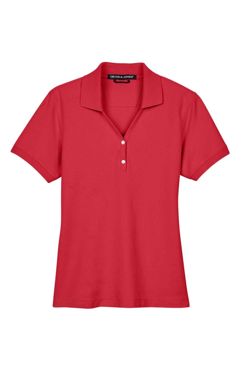 Devon & Jones D100W Womens Short Sleeve Polo Shirt Red Flat Front