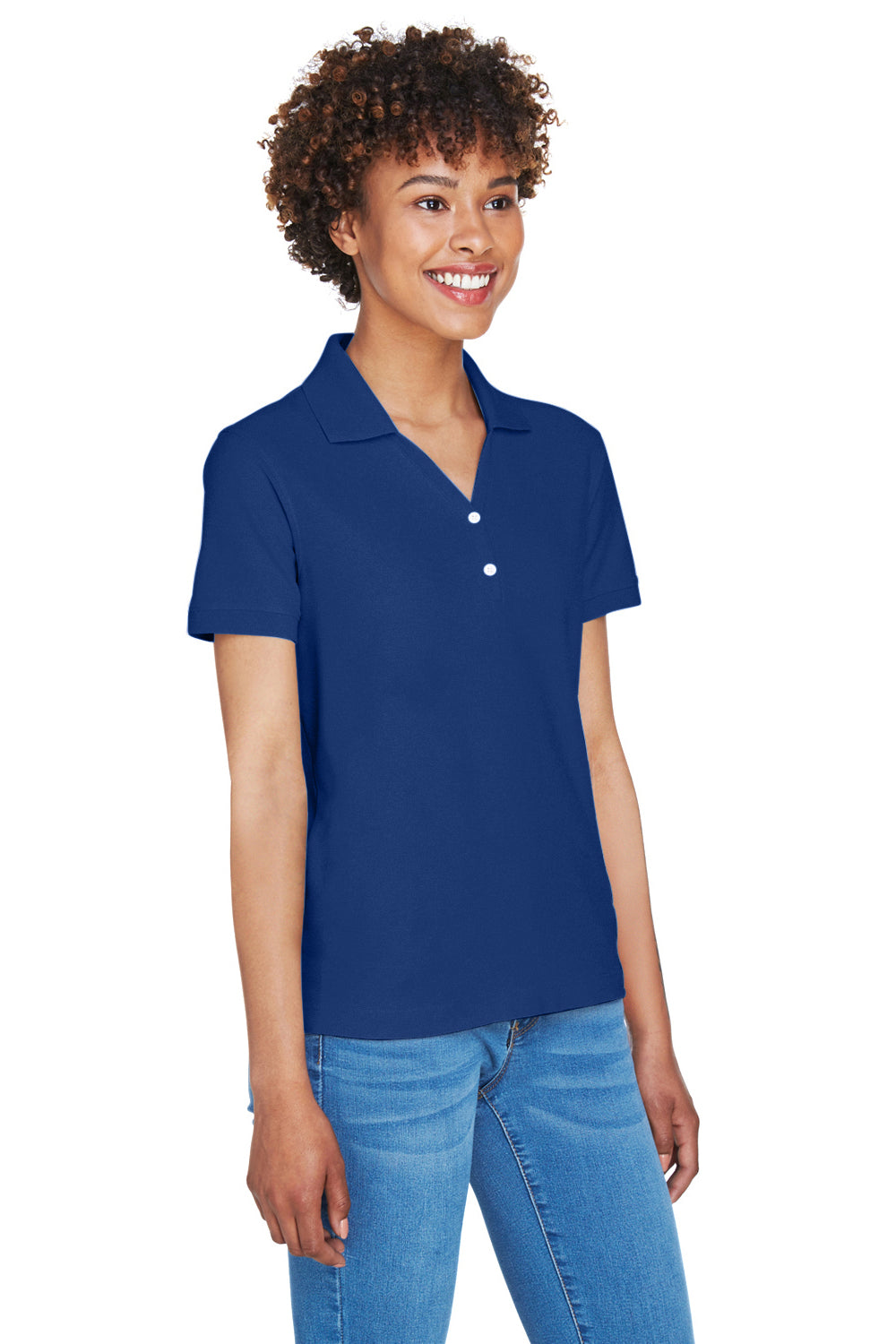 Devon & Jones D100W Womens Short Sleeve Polo Shirt True Royal Blue Model 3q