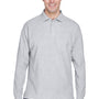 Devon & Jones Mens Long Sleeve Polo Shirt - Heather Grey