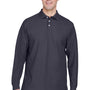 Devon & Jones Mens Long Sleeve Polo Shirt - Navy Blue