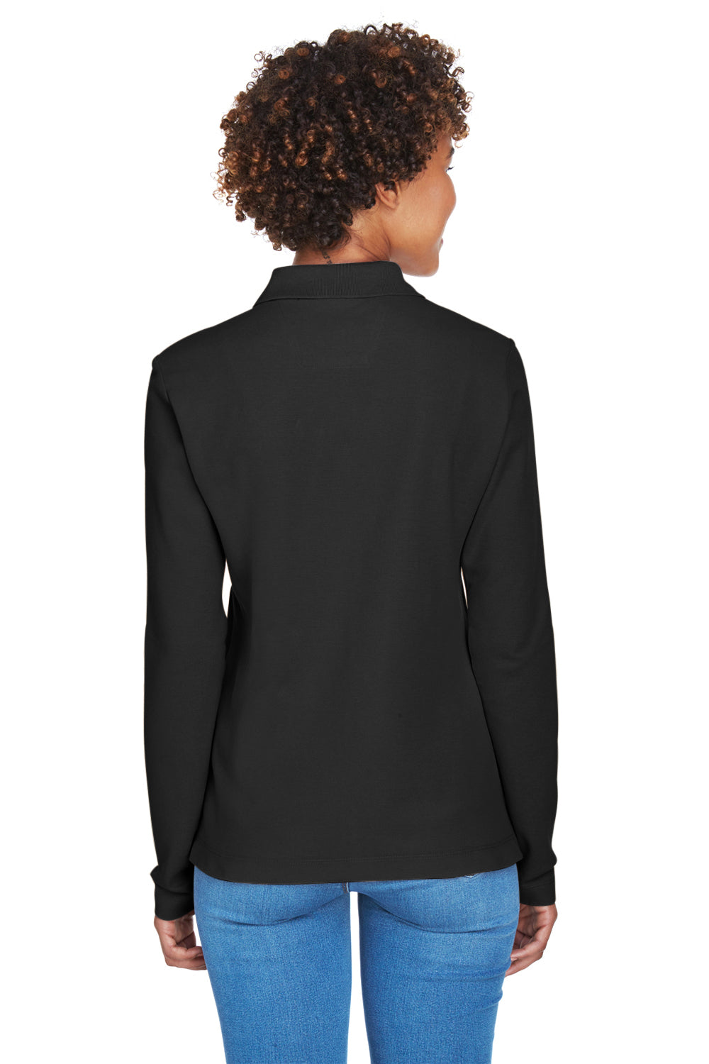 Devon & Jones D110W Womens Long Sleeve Polo Shirt Black Model Back