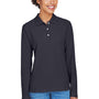 Devon & Jones Womens Long Sleeve Polo Shirt - Navy Blue