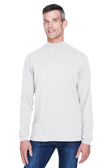 Devon & Jones D420 Mens Sueded Jersey Long Sleeve Mock Neck T-Shirt White Model Front