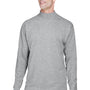 Devon & Jones Mens Sueded Jersey Long Sleeve Mock Neck T-Shirt - Heather Grey