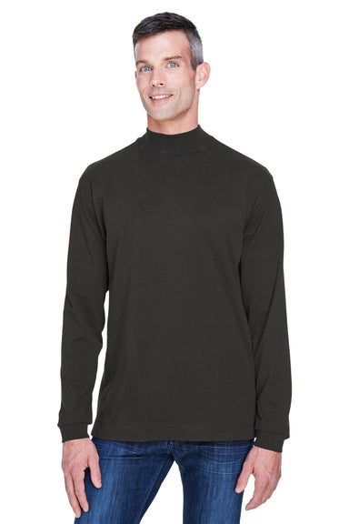 Devon & Jones D420 Mens Sueded Jersey Long Sleeve Mock Neck T-Shirt Black Model Front