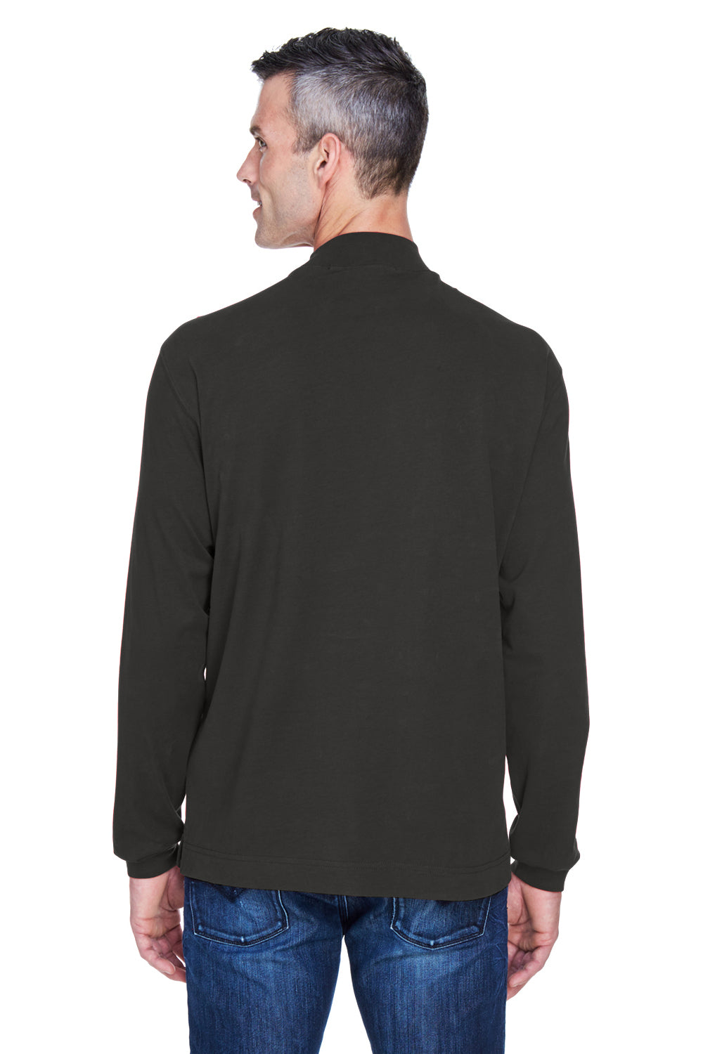 Devon & Jones D420 Mens Sueded Jersey Long Sleeve Mock Neck T-Shirt Black Model Back